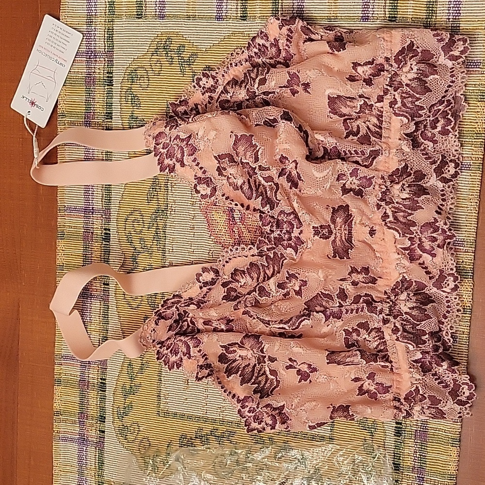 COSABELLA Savona CURVY longline lace bralette Size M Fits 34-36 DD-F. Pink